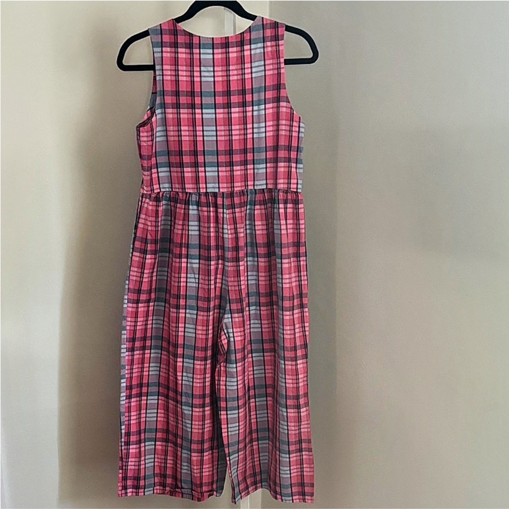 Urban Outfitters Pink & Blue Plaid Overalls Wide Leg Crop Length Womens Size XS - Picture 2 of 5